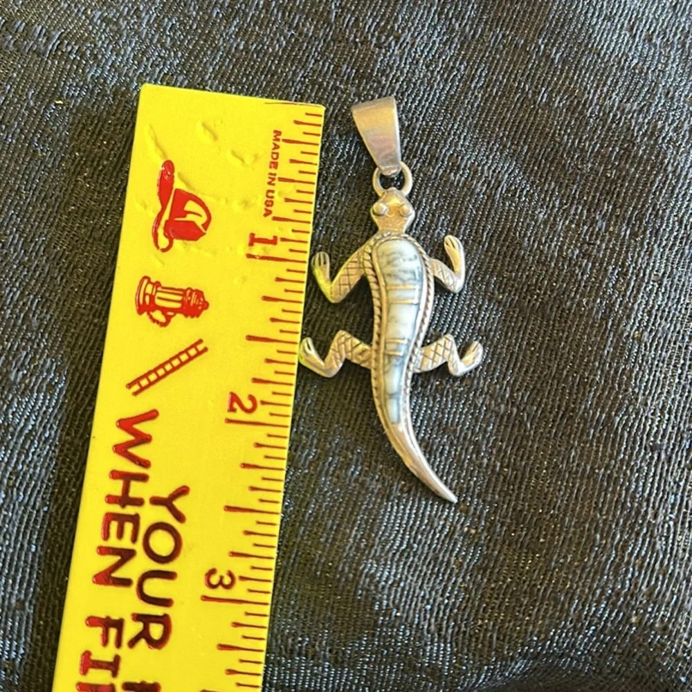 Sterling Lizard Reptile Pendant Necklace Charm
